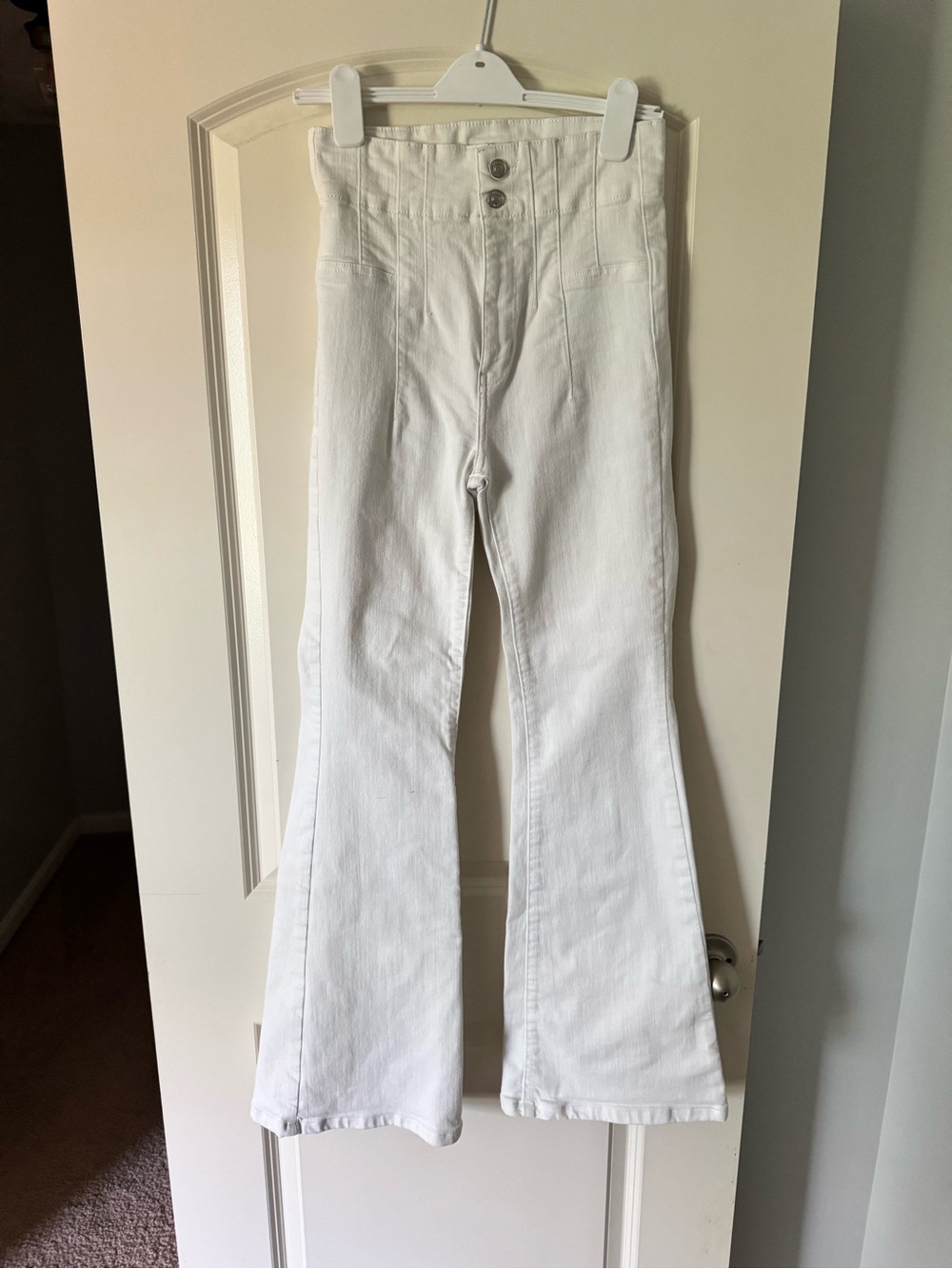 Free People White UltraHigh-Rise Jayde Flare Jeans